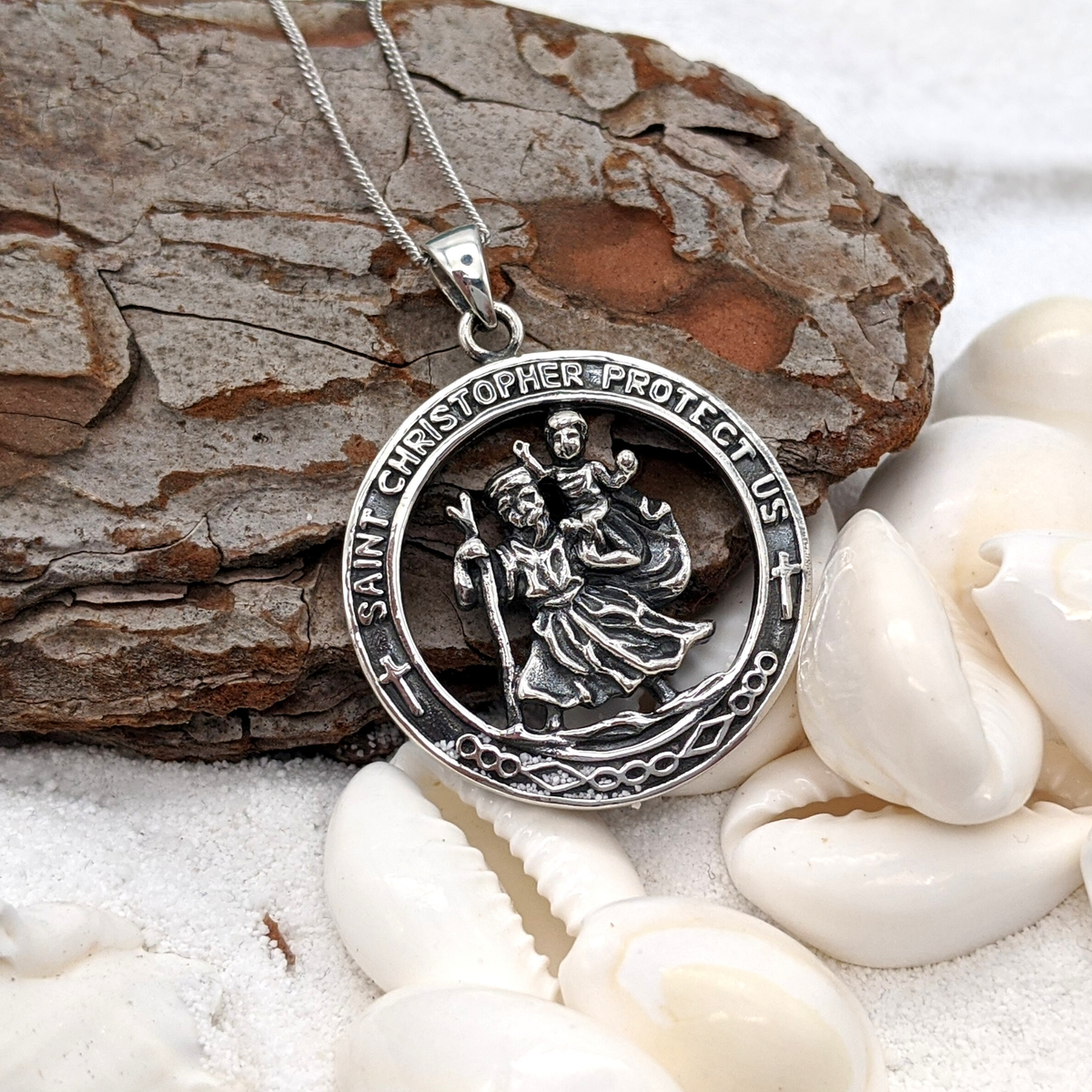 Sterling silver saint christopher medal online