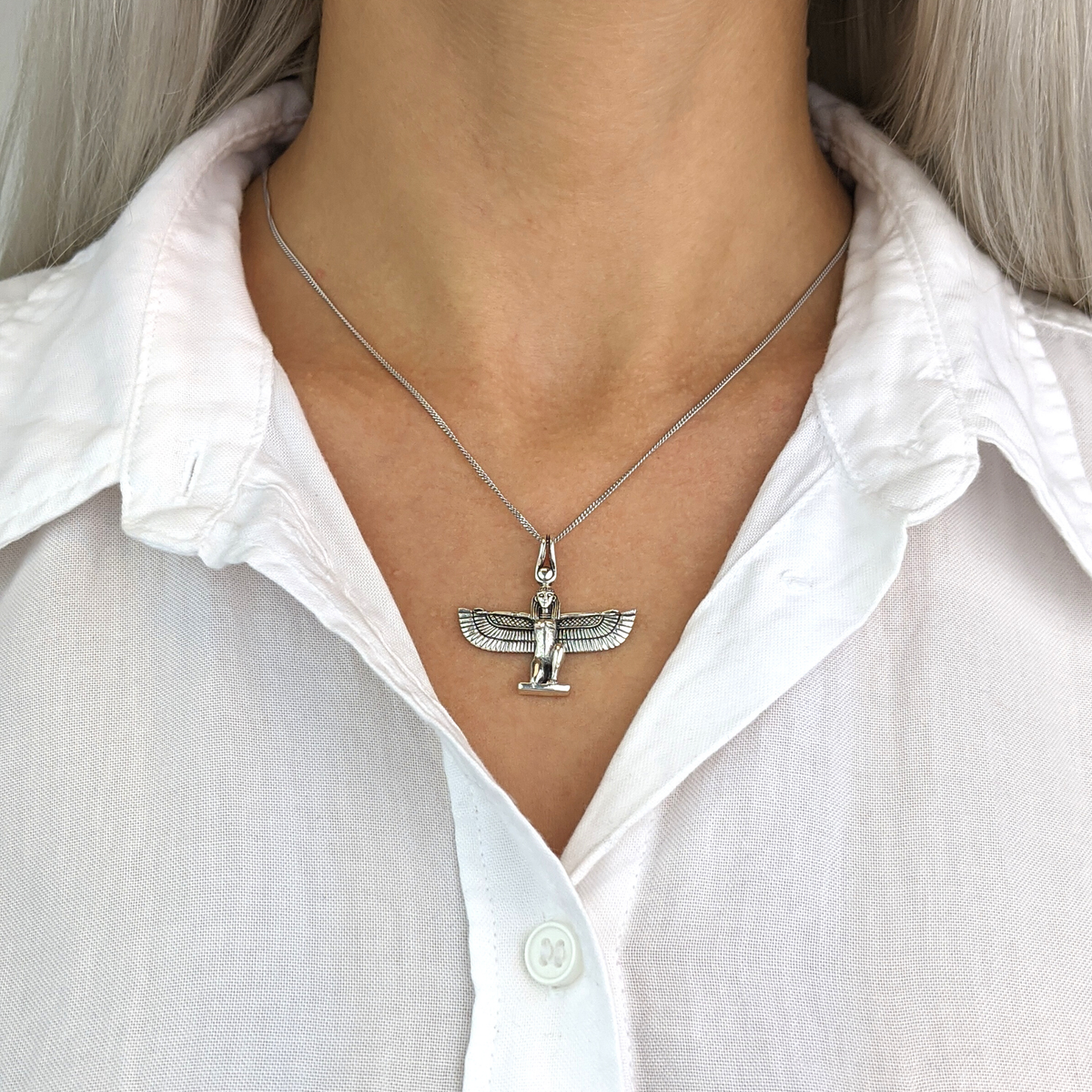 Collier Pendentif Ailes D'Isis En Argent 925 - Marque 81stgeneration, Neuf Avec étiquettes, Style égyptien