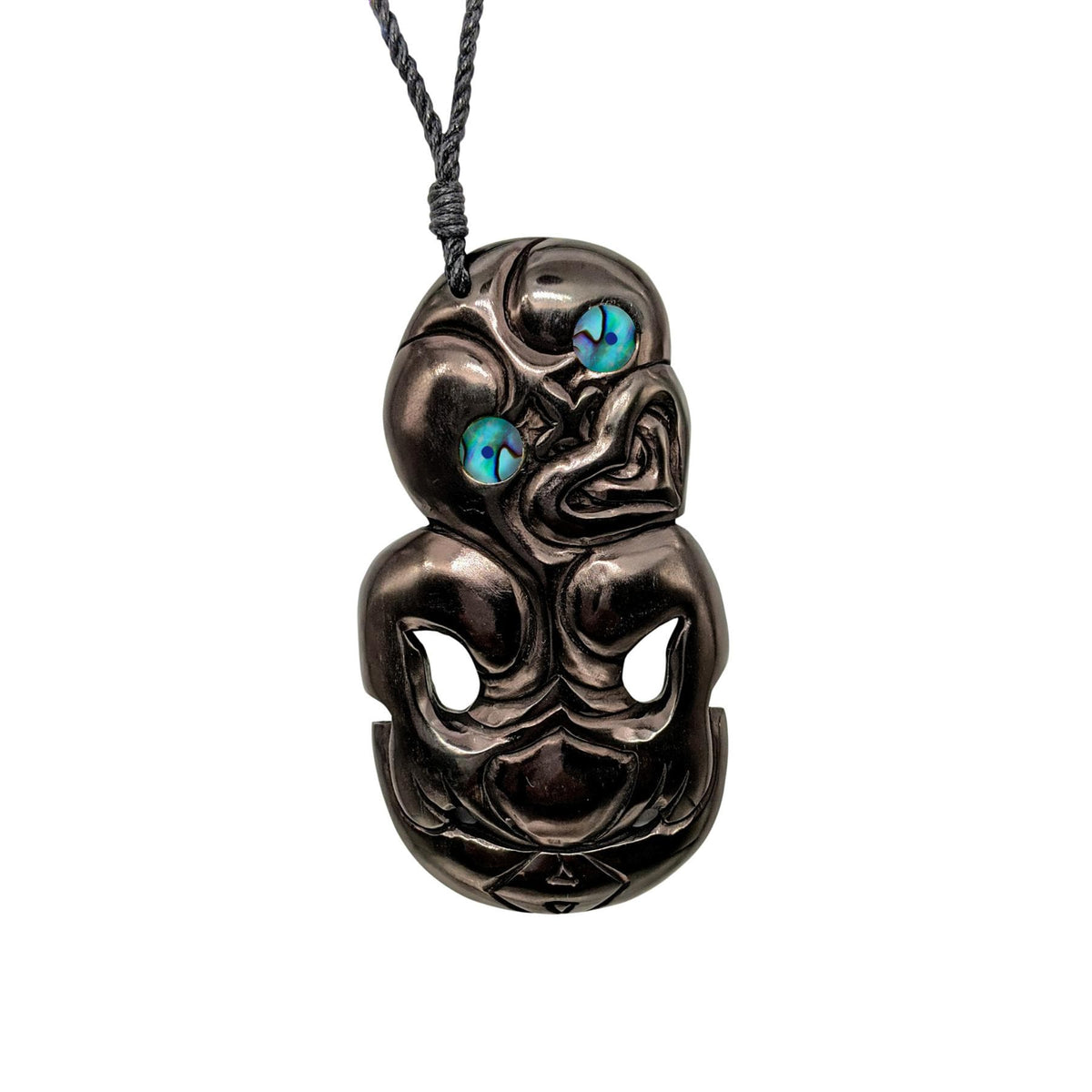 Collier Pendentif Hei Tiki En Jade Néphrite Noire Et Nacre - 81stgeneration - Neuf Avec étiquettes