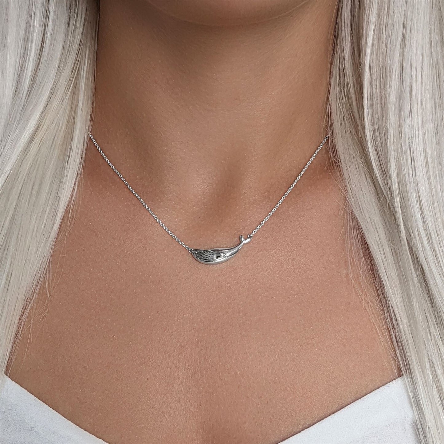 
                  
                    Sterling Silver Blue Whale Pendant Beach Style Cable Chain Necklace
                  
                