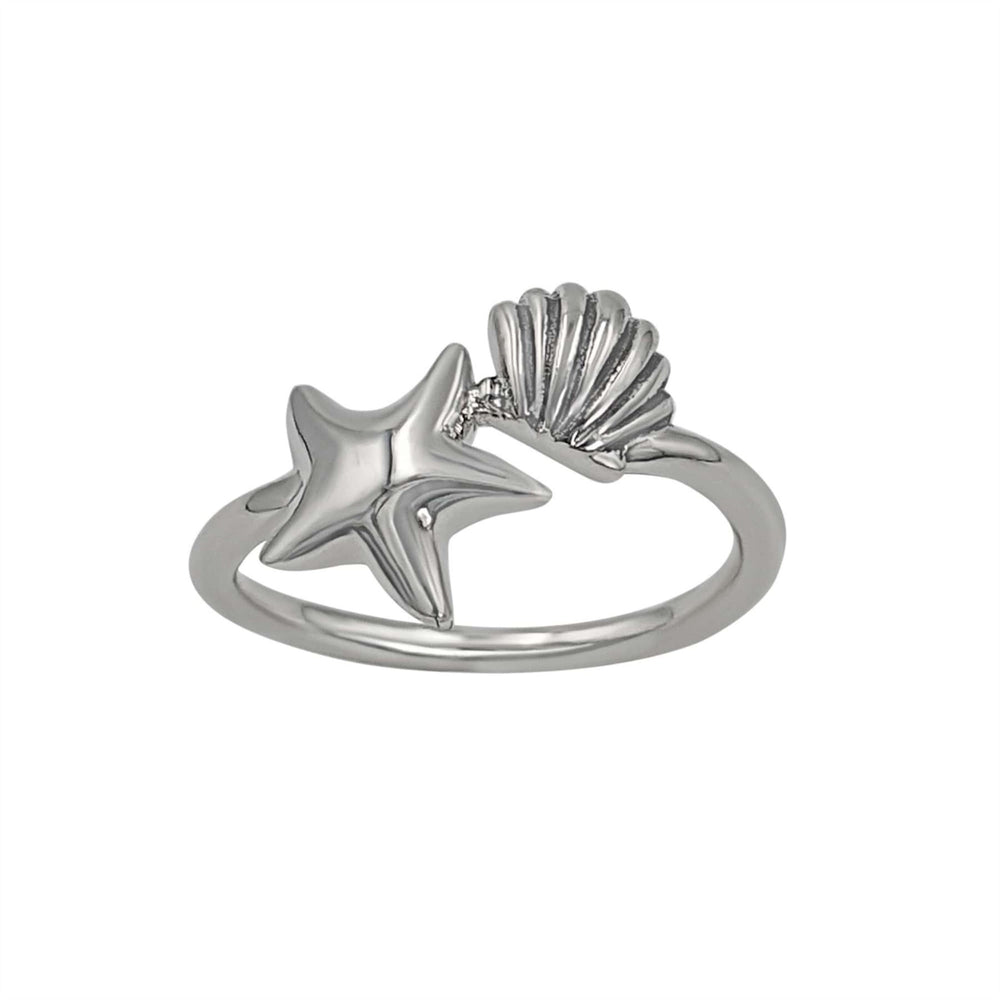 
                  
                    Sterling Silver Starfish Scallop Seashell Ring Ocean Stacking Thin Band
                  
                