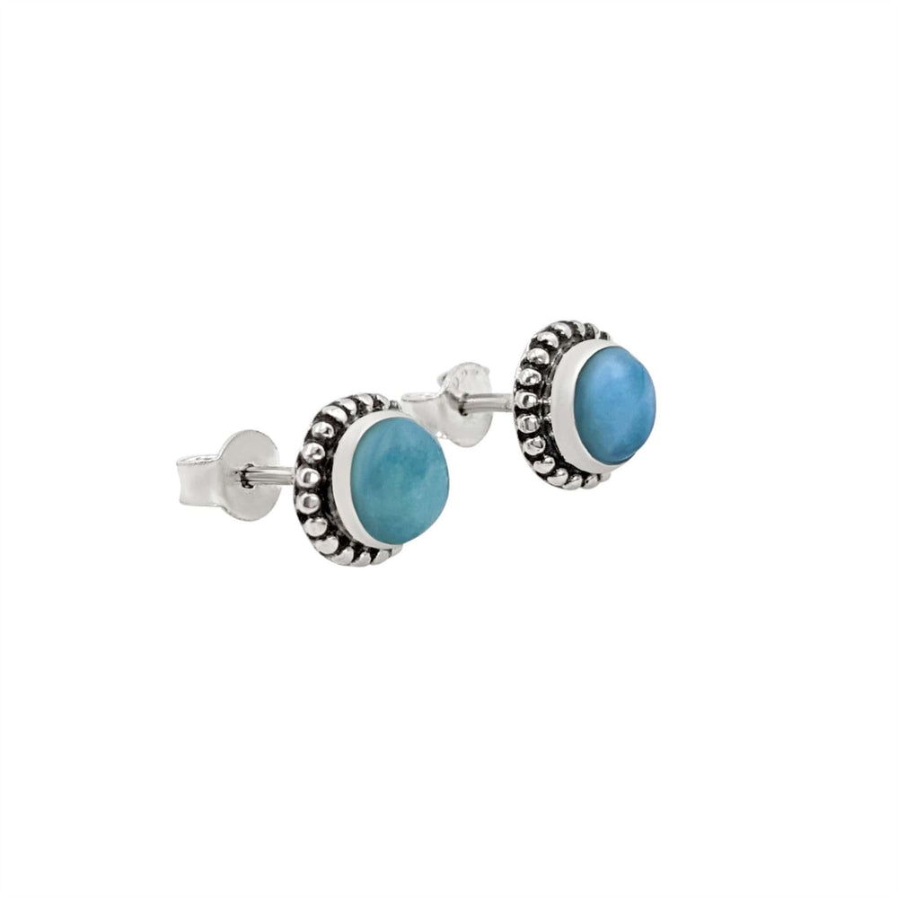 
                  
                    Sterling Silver Larimar Stud Earrings Blue Gemstone Boho Studs
                  
                