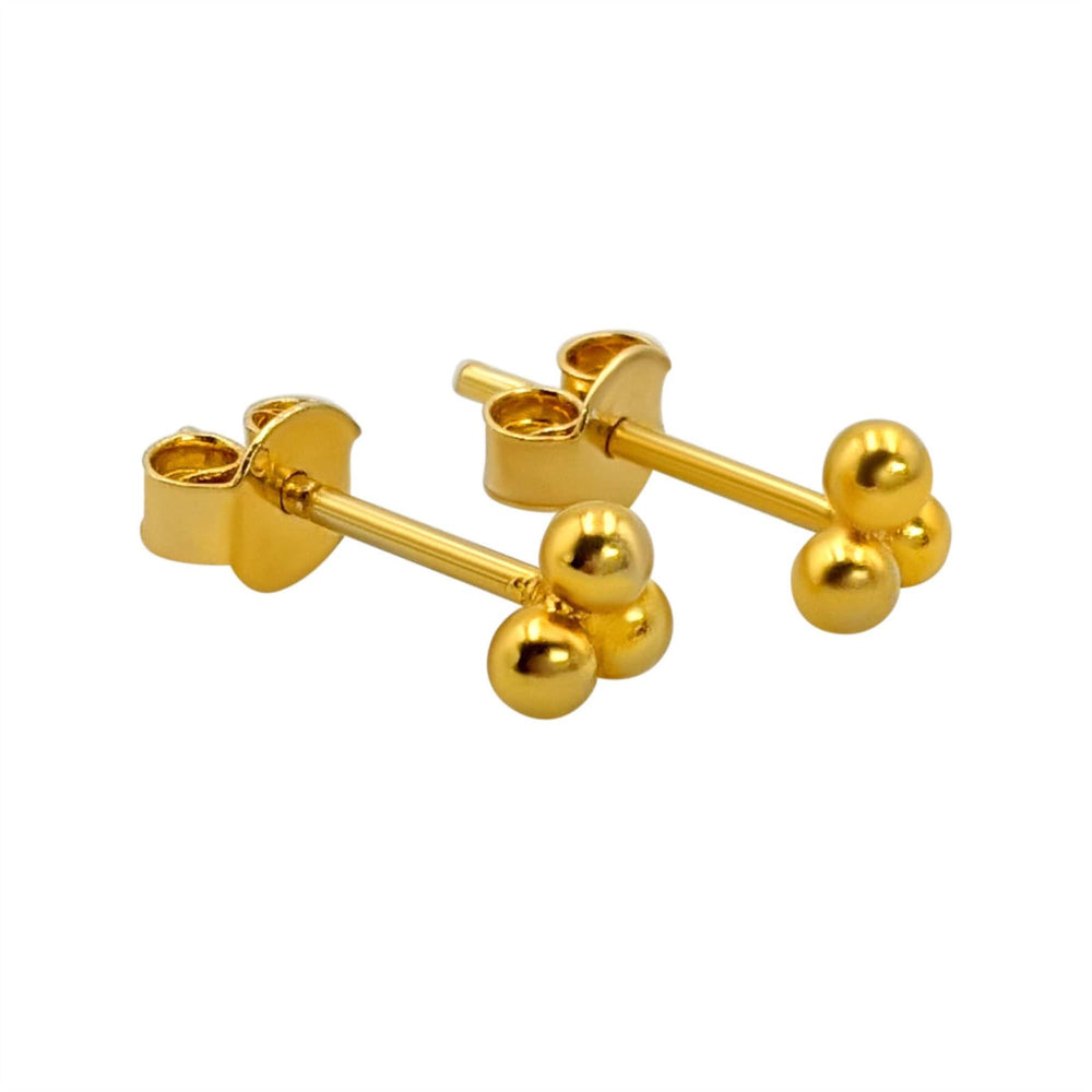 
                  
                    Gold Plated Sterling Silver Triple Ball Studs Dot Work Stud Earrings
                  
                