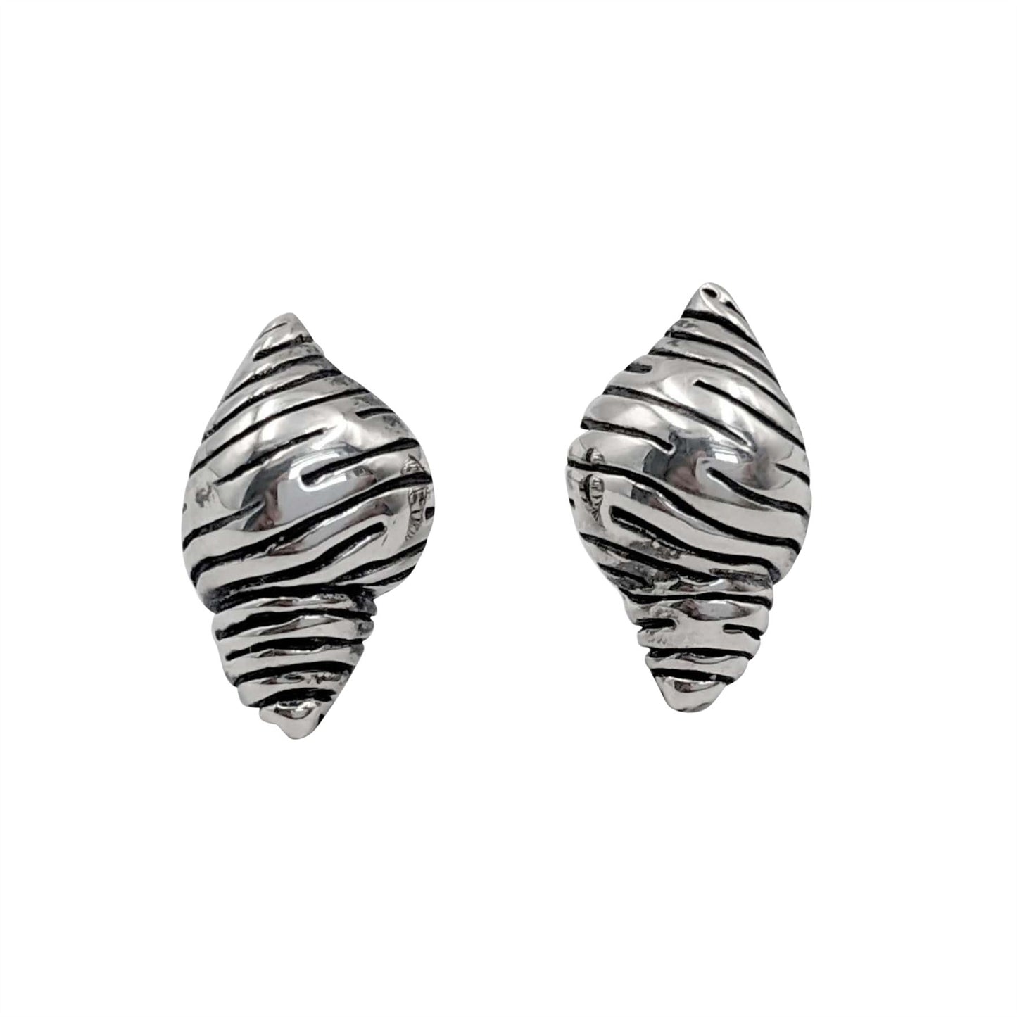 
                  
                    Sterling Silver Seashell Stud Earrings Beach Style Studs Banded Tulip
                  
                