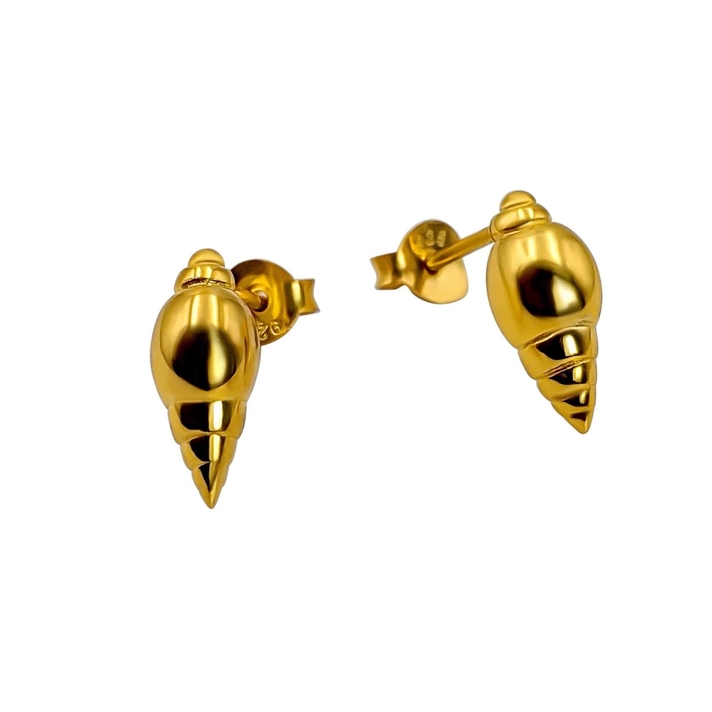 
                  
                    Gold Plated Sterling Silver Seashell Earrings Small Conch Studs
                  
                