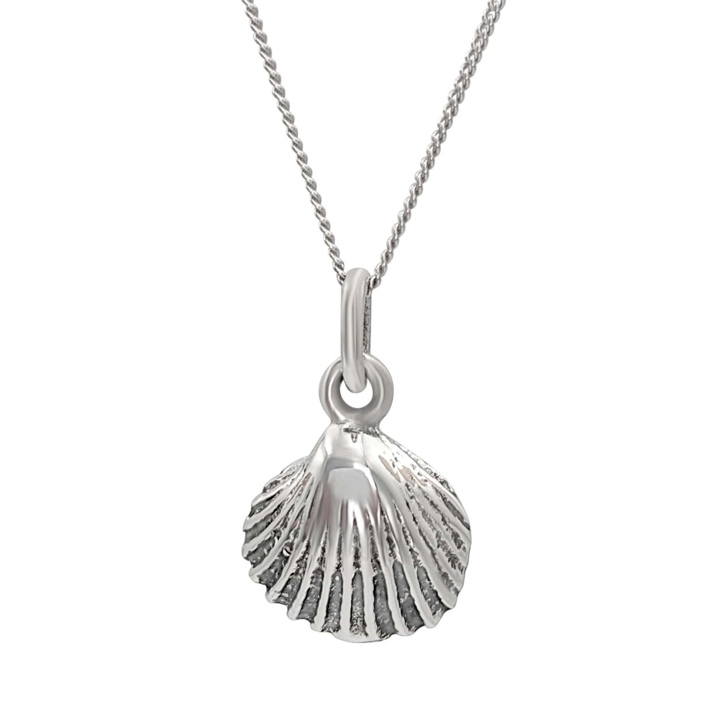 
                  
                    Sterling Silver Small Seashell Pendant Necklace Scallop Shell Charm
                  
                