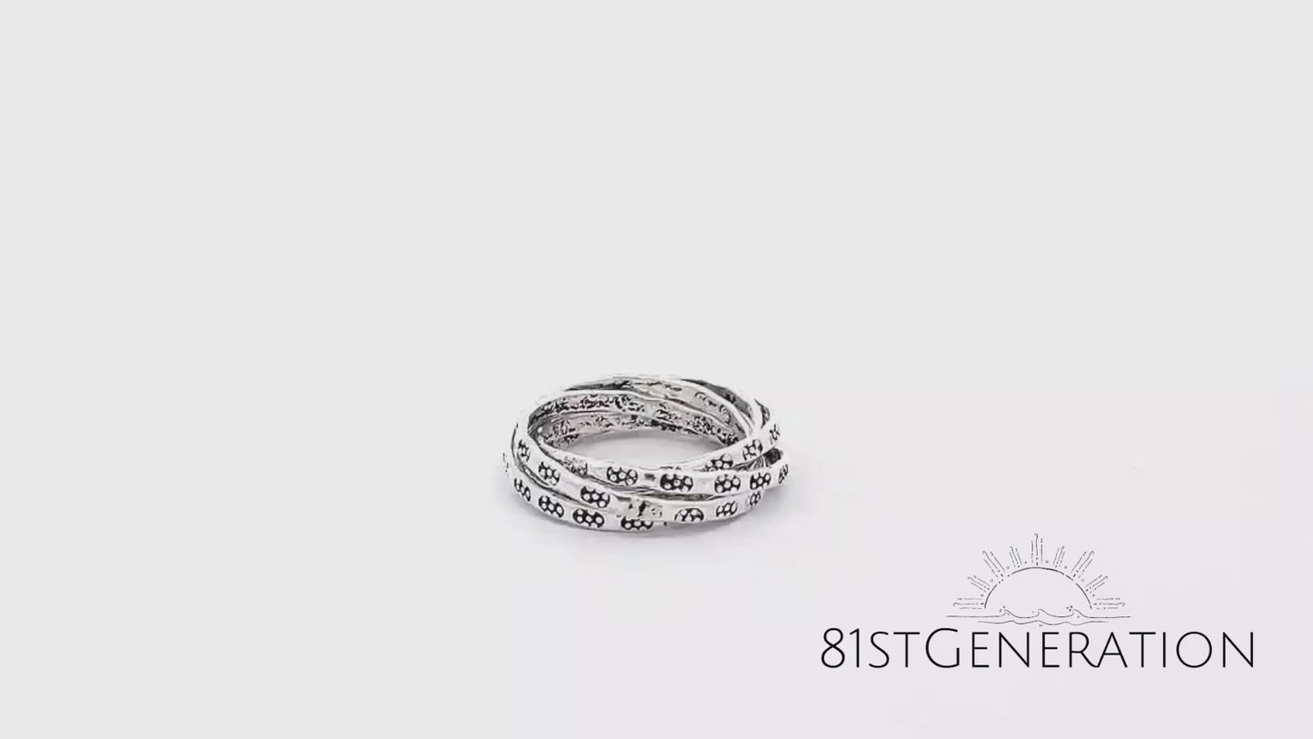 
                  
                    Load and play video in Gallery viewer, Sterling Silver Russian Wedding Ring 5 Intertwined Bands With Pattern
                  
                
