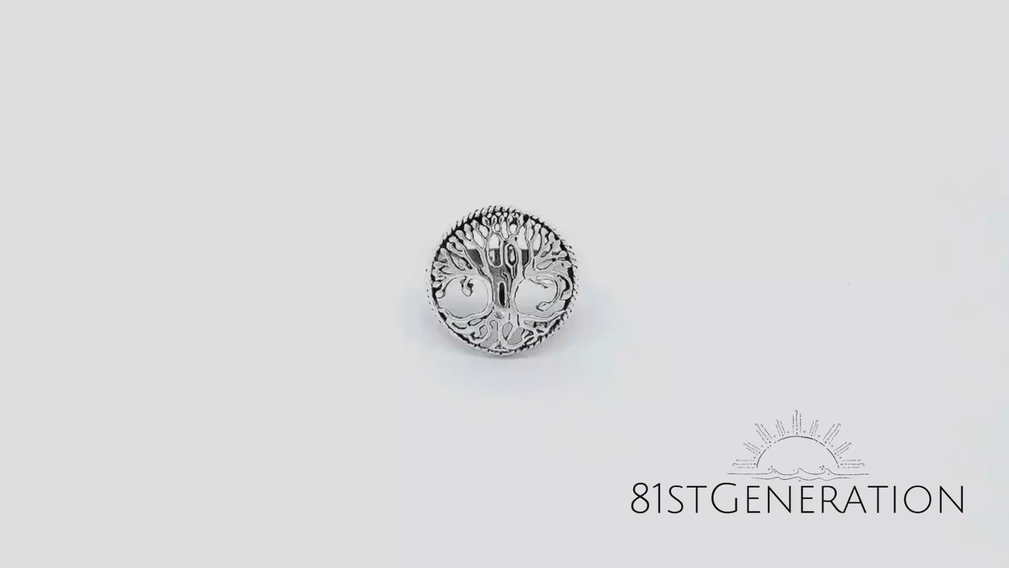 
                  
                    Load and play video in Gallery viewer, Sterling Silver Celtic Cut-Out Tree of Life Round Signet Ring
                  
                