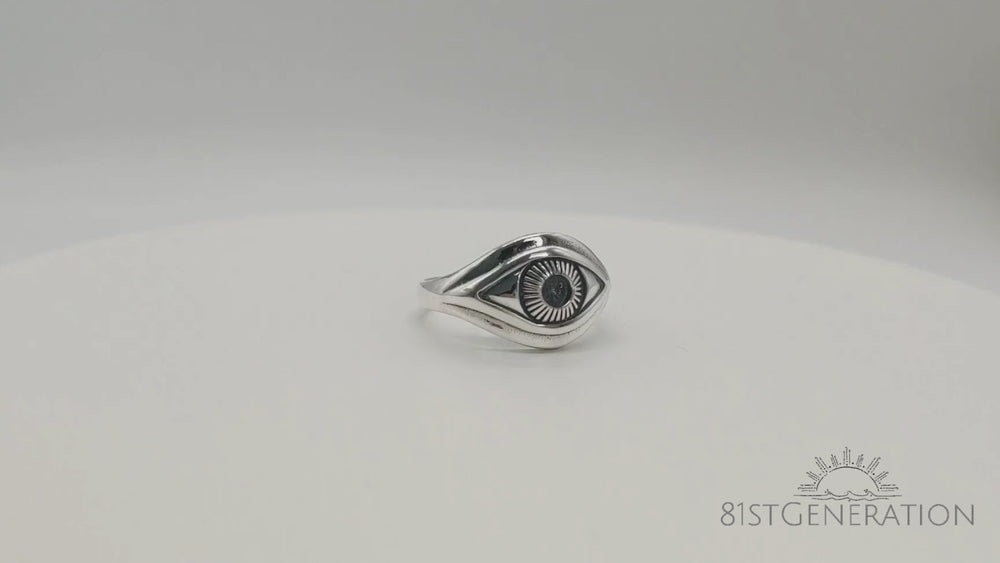 
                  
                    Load and play video in Gallery viewer, Sterling Silver Oxidised Eyeball Eye Ring Unique Gothic Wiccan Design
                  
                