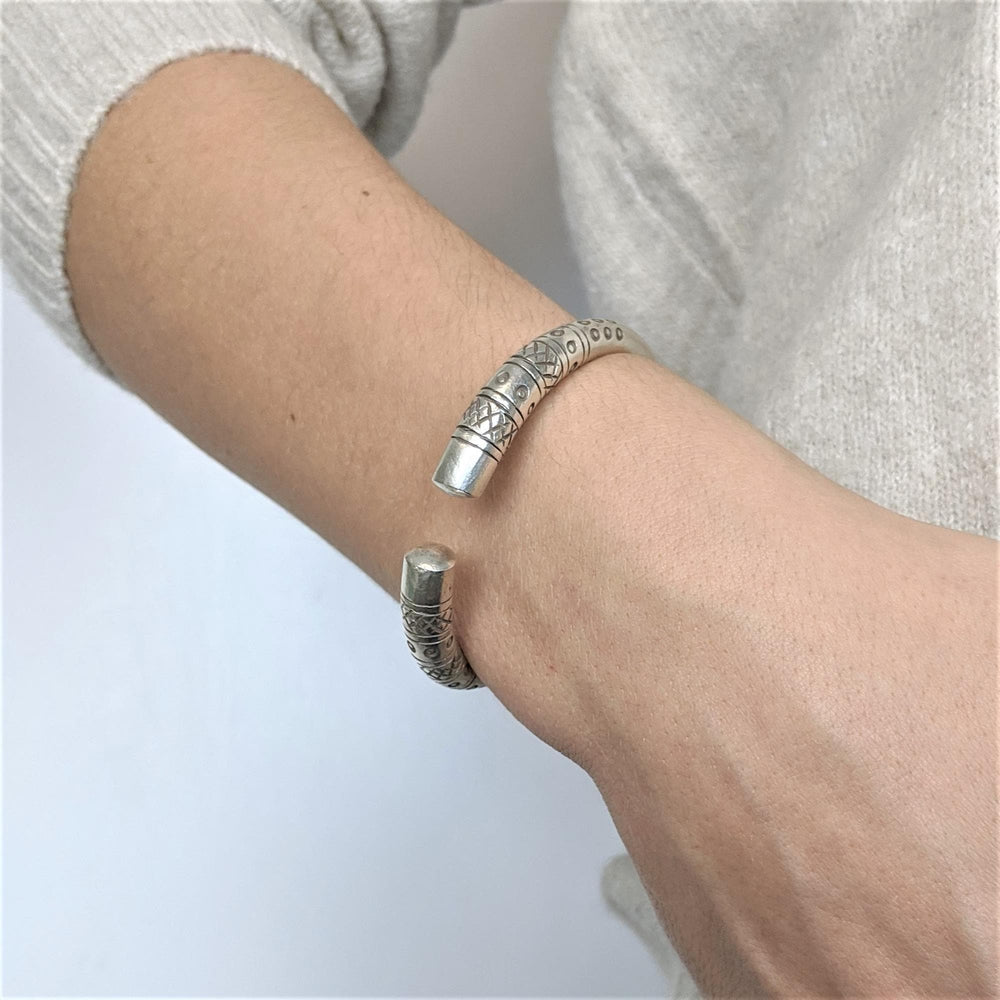 Pure Silver Karen Hill Tribe Chunky Adjustable Torque Bangle w 