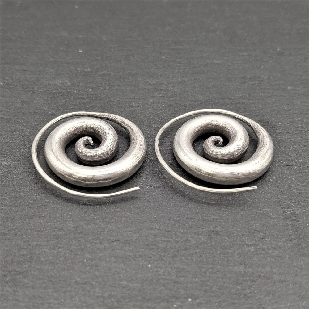 Pure Silver Hill Tribe Spiral Threader Earrings Tribal Hoops
