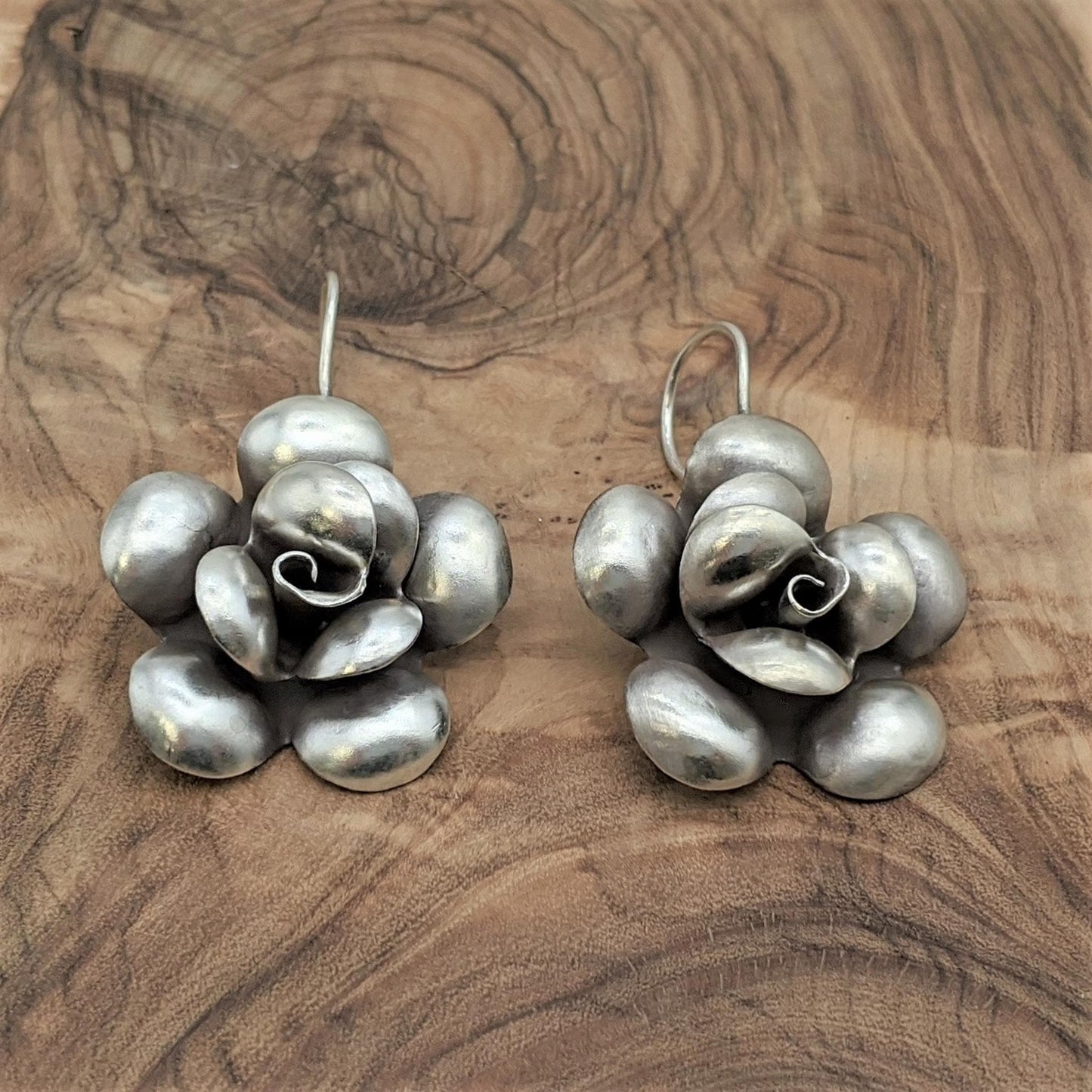 
                  
                    Pure Silver Karen Hill Tribe Statement Rose Flower Earrings With Hooks
                  
                