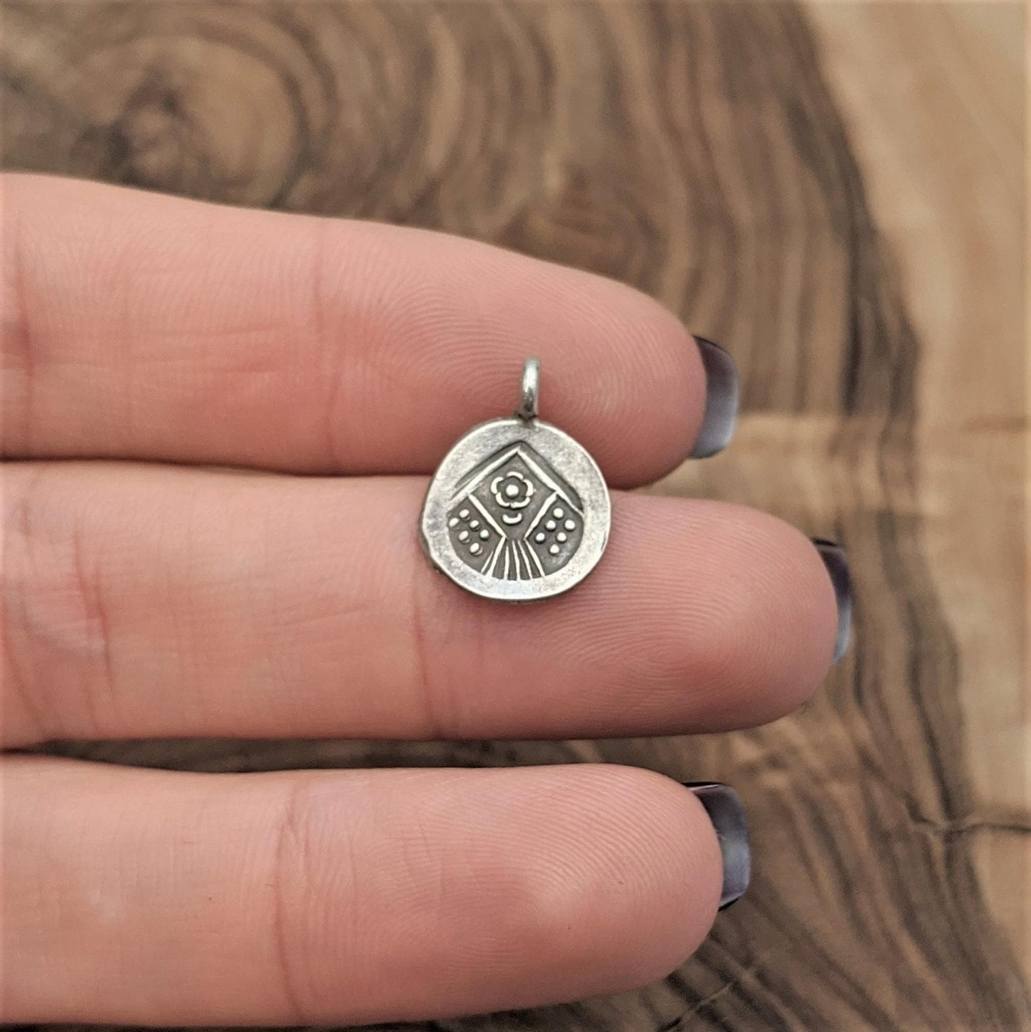 
                  
                    Pure Silver Karen Hill Tribe Round Coin Disc Flower Engraved Pendant
                  
                