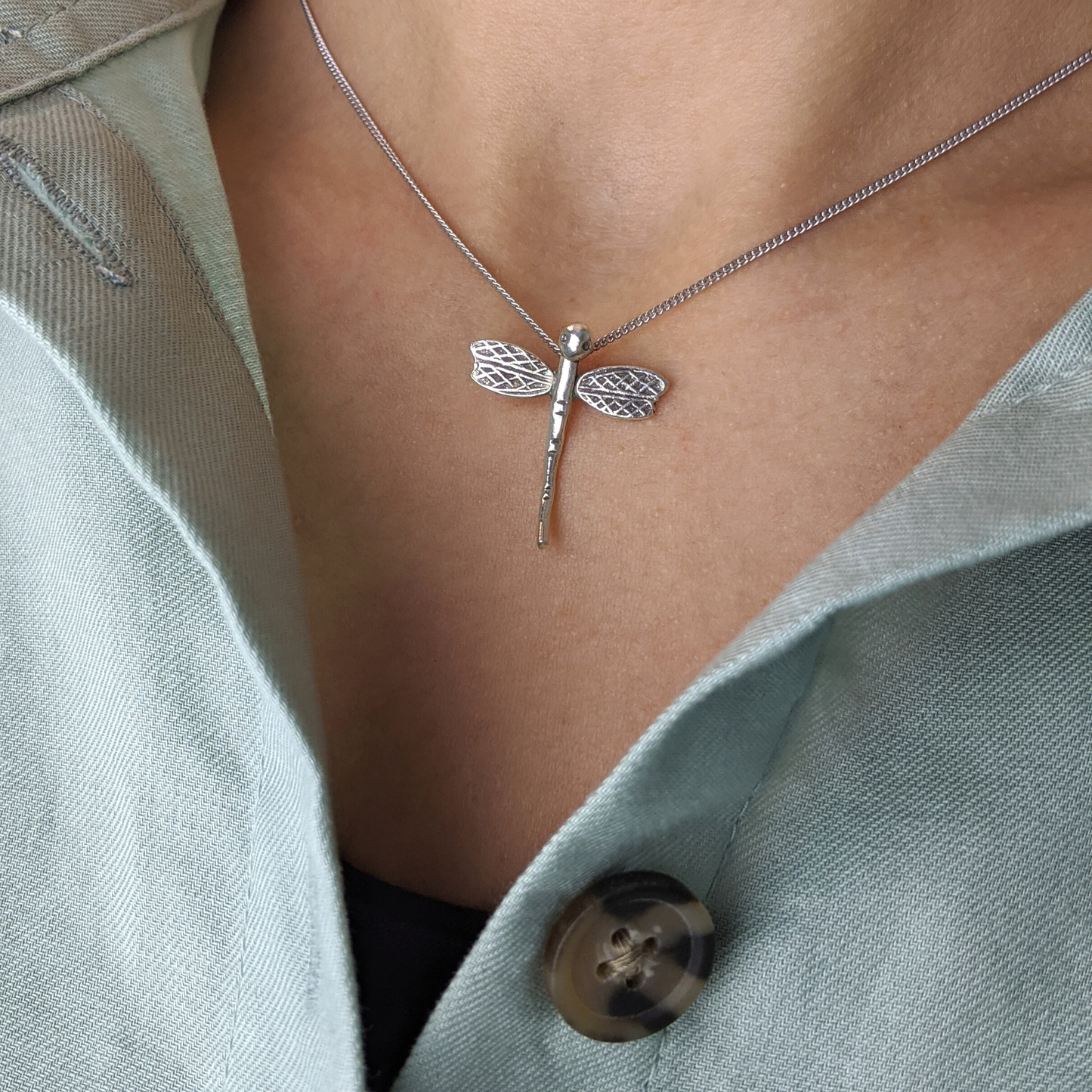 
                  
                    Pure Silver Karen Hill Tribe Dragonfly Insect Pendant w/ Hidden Bail
                  
                