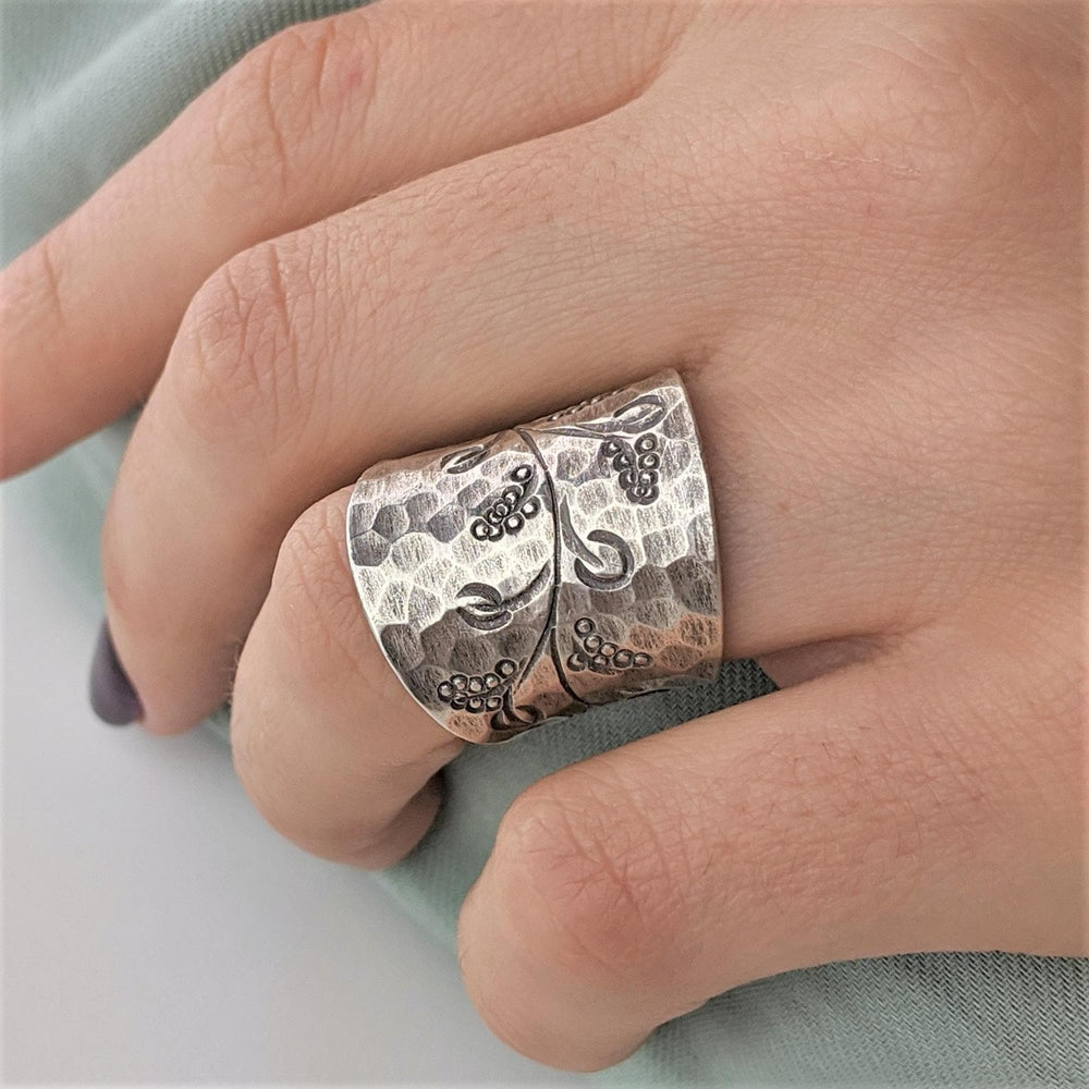 Pure Silver Karen Hill Tribe Coffee Bean Adjustable Ring - 81stgeneration