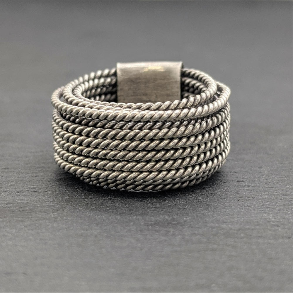 
                  
                    Pure Silver Karen Hill Tribe WIde Multi Band Twisted Rope Ring
                  
                