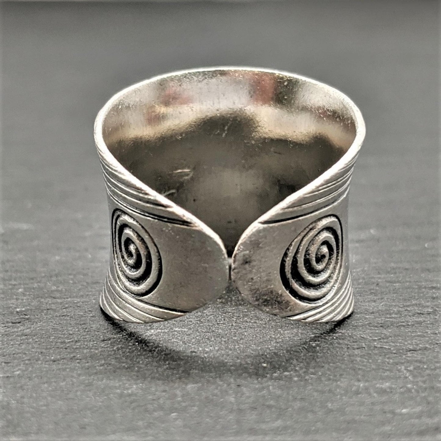 
                  
                    Pure Silver Karen Hill Tribe Wide Engraved Spiral Adjustable Ring
                  
                
