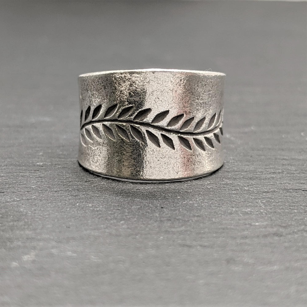
                  
                    Pure Silver Karen Hill Tribe Wide Engraved Leaf Vine Adjustable Ring
                  
                