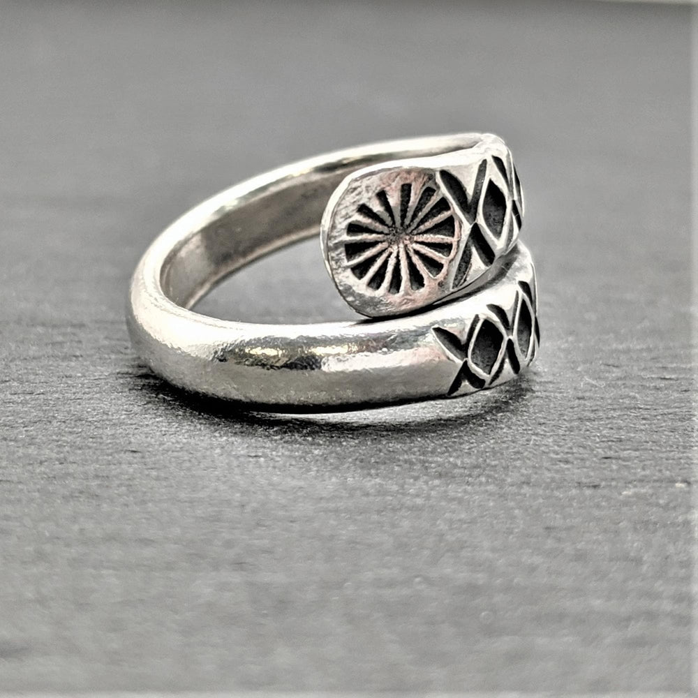 
                  
                    Pure Silver Karen Hill Tribe Wraparound Engraved Flower Motif Ring
                  
                