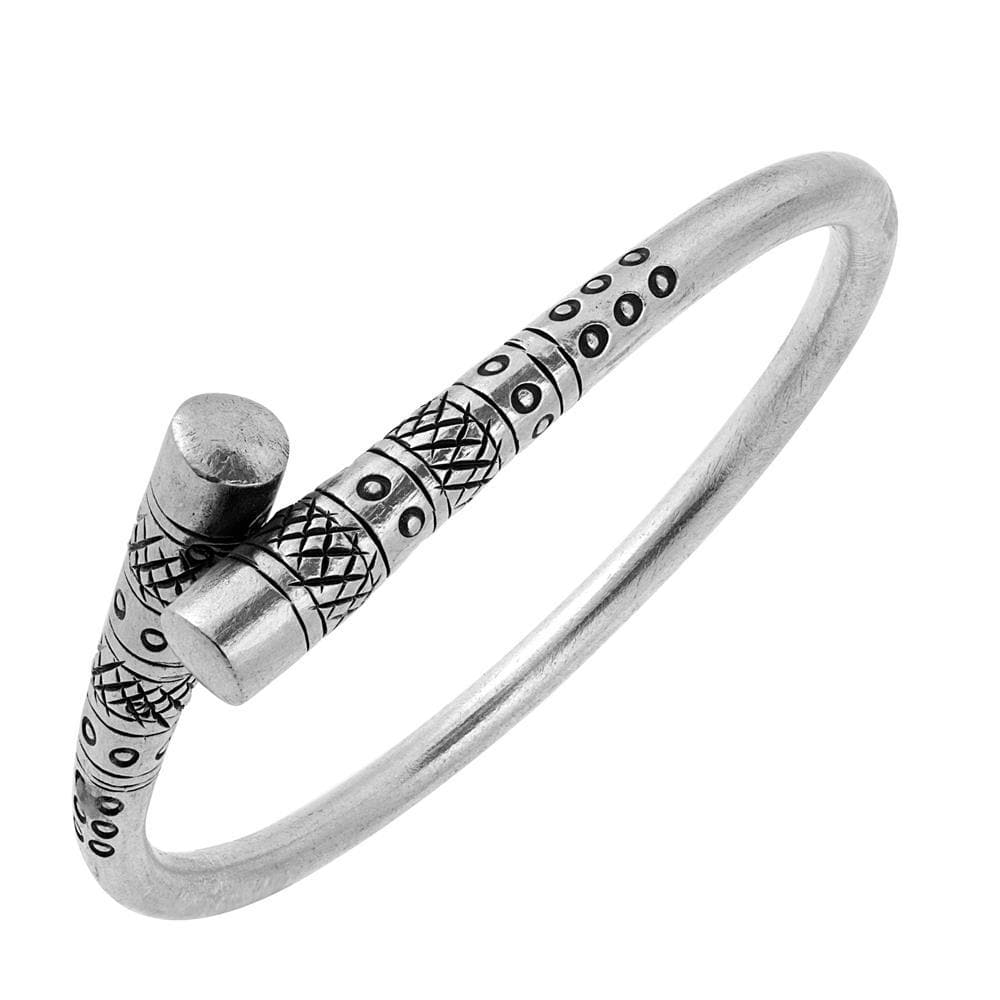 
                  
                    Pure Silver Hill Tribe Chunky Wrap Bangle Engraved Motif Tribal Style
                  
                