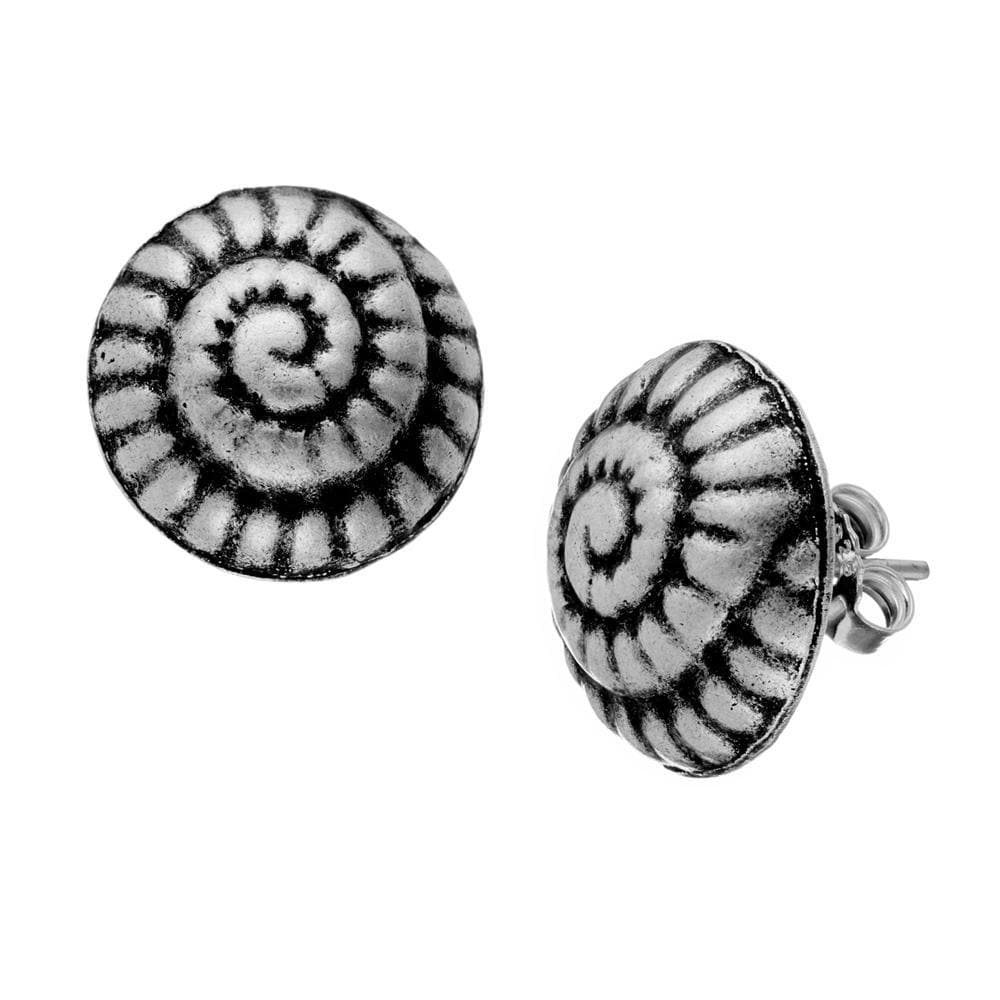 Pure Silver Karen Hill Tribe Snail Spiral Stud Earrings Round Studs
