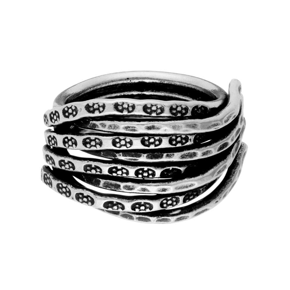 
                  
                    Pure Silver Hill Tribe Chunky Multi-Layer Ribbon Tribal Motif Ring
                  
                