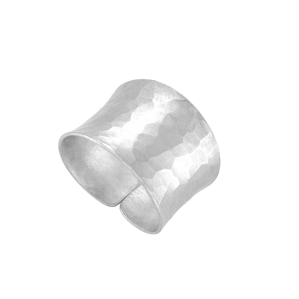 Pure Silver Hill Tribe Wide Hammered Adjustable Ring Thumb & Fingers
