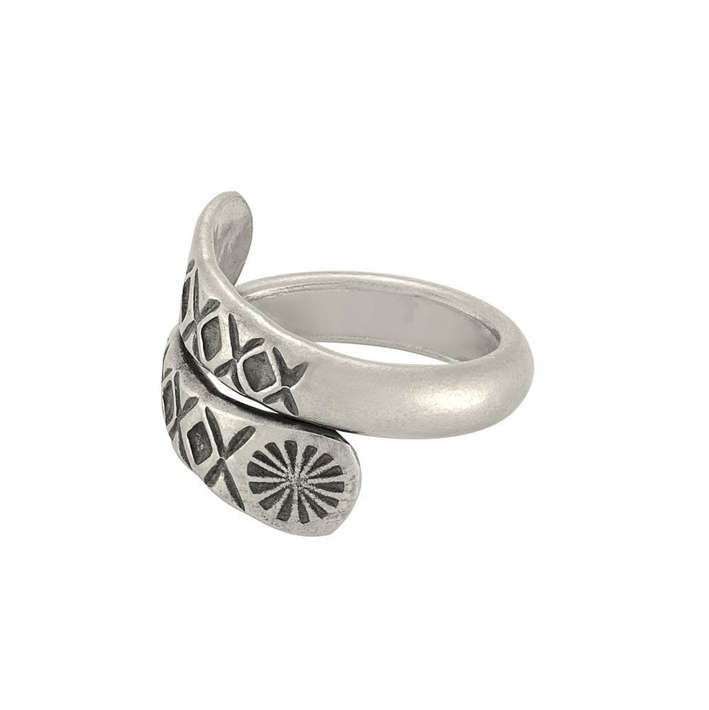 
                  
                    Pure Silver Karen Hill Tribe Wraparound Engraved Flower Motif Ring
                  
                