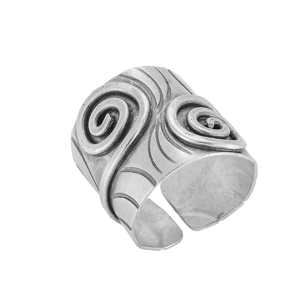
                  
                    Pure Silver Karen Hill Tribe Wide Spiral Fern Leaf Adjustable Ring
                  
                