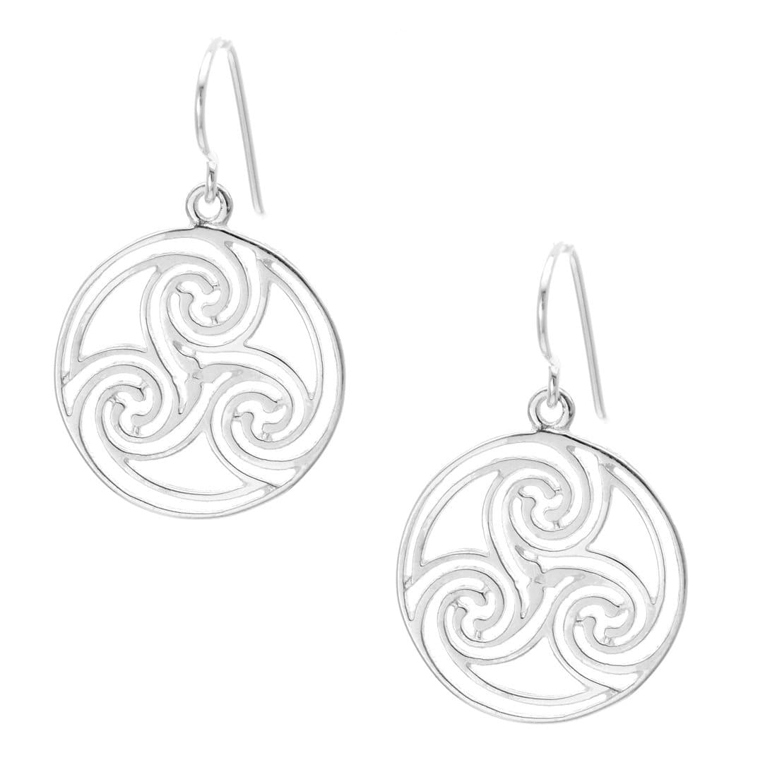 
                  
                    Sterling Silver Round Cut-Out Celtic Triskele Triple Spiral Earrings
                  
                