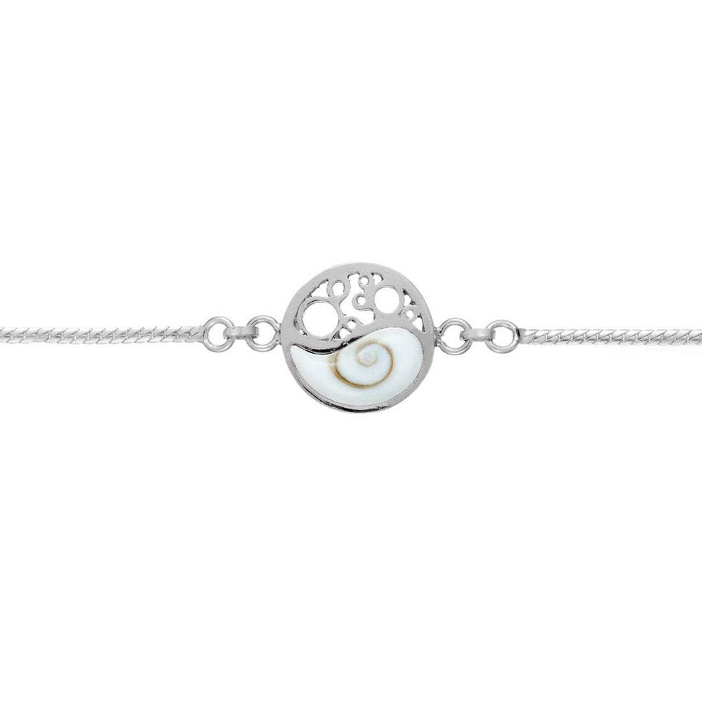 Sterling Silver Shiva Eye Filigree Yin Yang Herringbone Bracelet