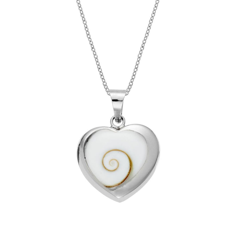 
                  
                    Sterling Silver Heart Shaped Shiva Eye Shell Inlay Pendant Necklace
                  
                