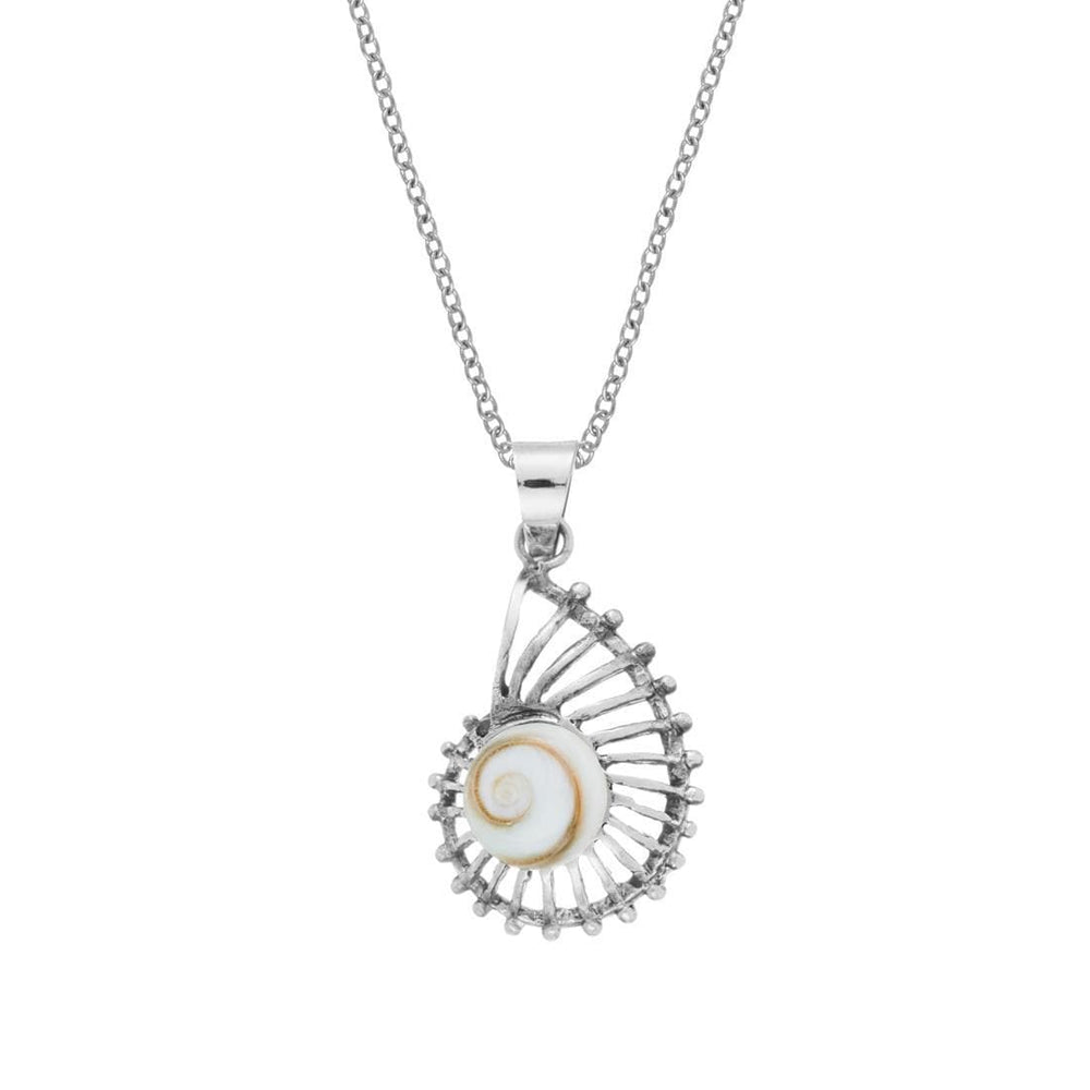 Sterling Silver Shiva Eye Shell Nautilus Seashell Pendant Necklace