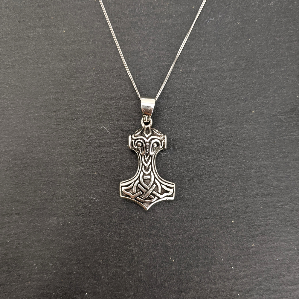 
                  
                    Sterling Silver Chunky Mjolnir Norse Thor's Hammer Pendant Necklace
                  
                