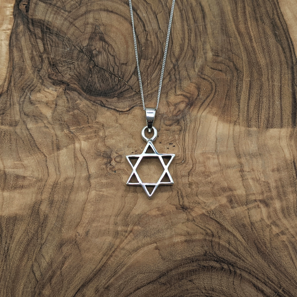 
                  
                    Sterling Silver Simple Cut-Out Open Star of David Pendant Necklace
                  
                