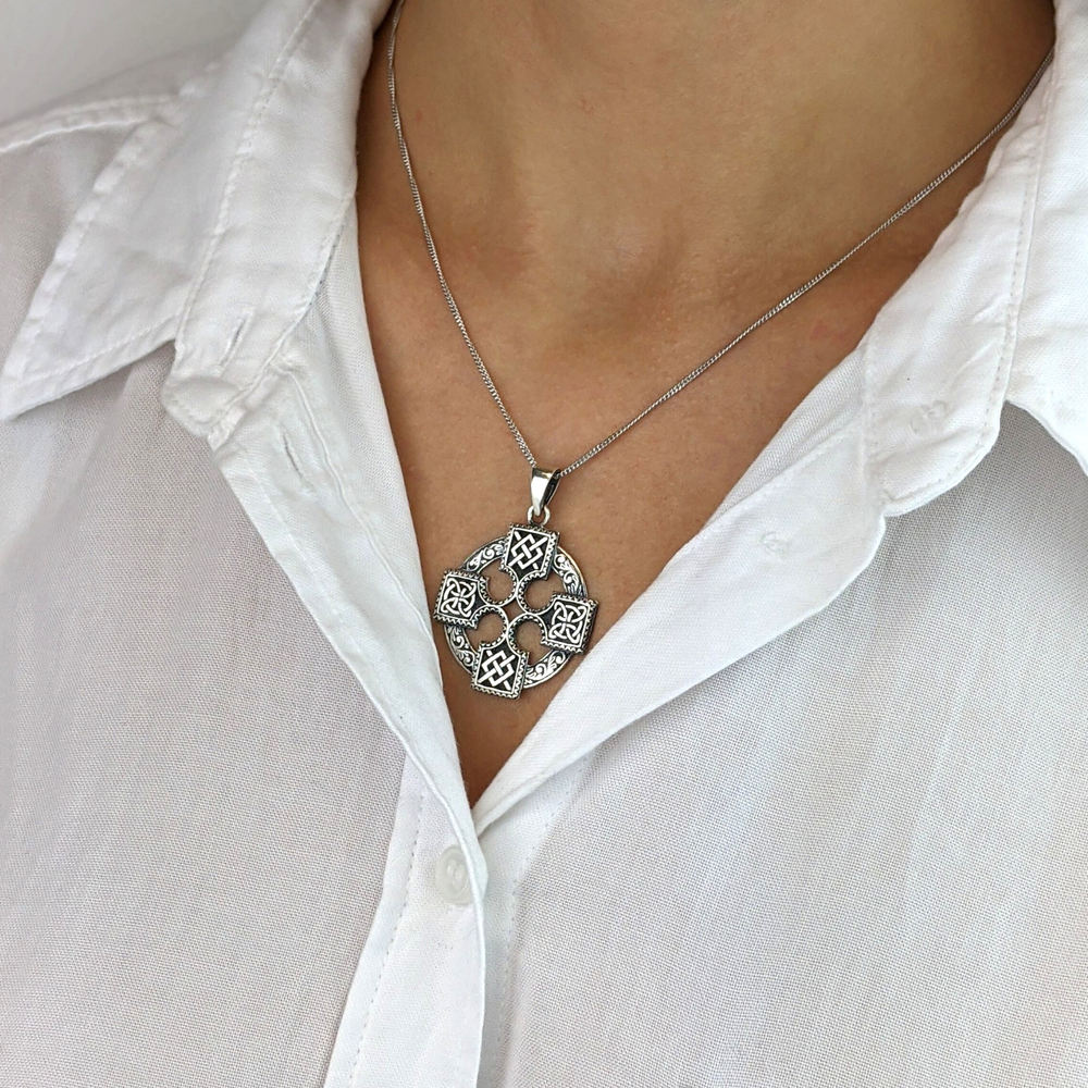 
                  
                    Sterling Silver Large Sailor's Knot & Celtic Cross Pendant Necklace
                  
                