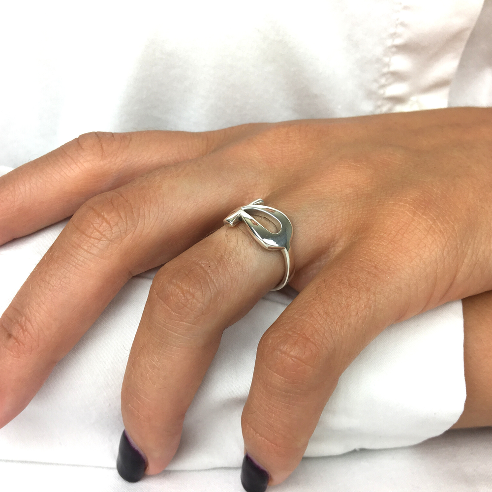 Silver ring with 2025 cross cutout