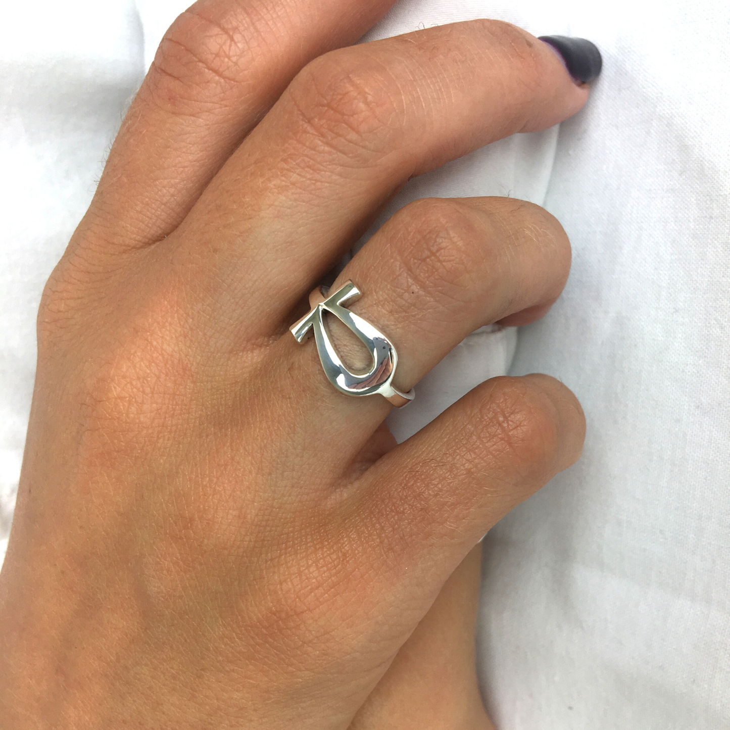 
                  
                    Sterling Silver Simple Cut-Out Ankh Egyptian Cross Band Ring
                  
                