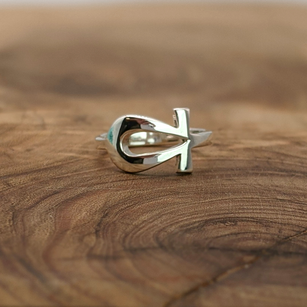 Silver ring with cross 2025 cutout