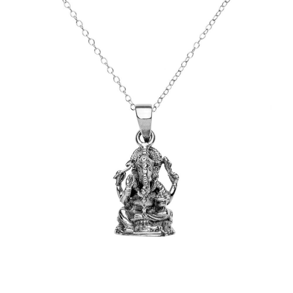 Sterling Silver Ganesh Hindu God Pendant Necklace - 81stgeneration