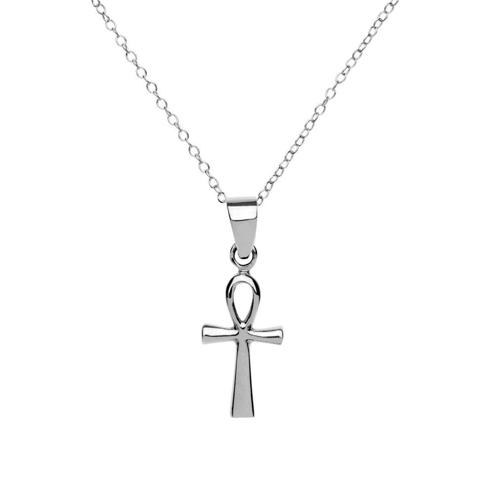 Sterling Silver Egyptian Ankh Cross Pendant Necklace - 81stgeneration
