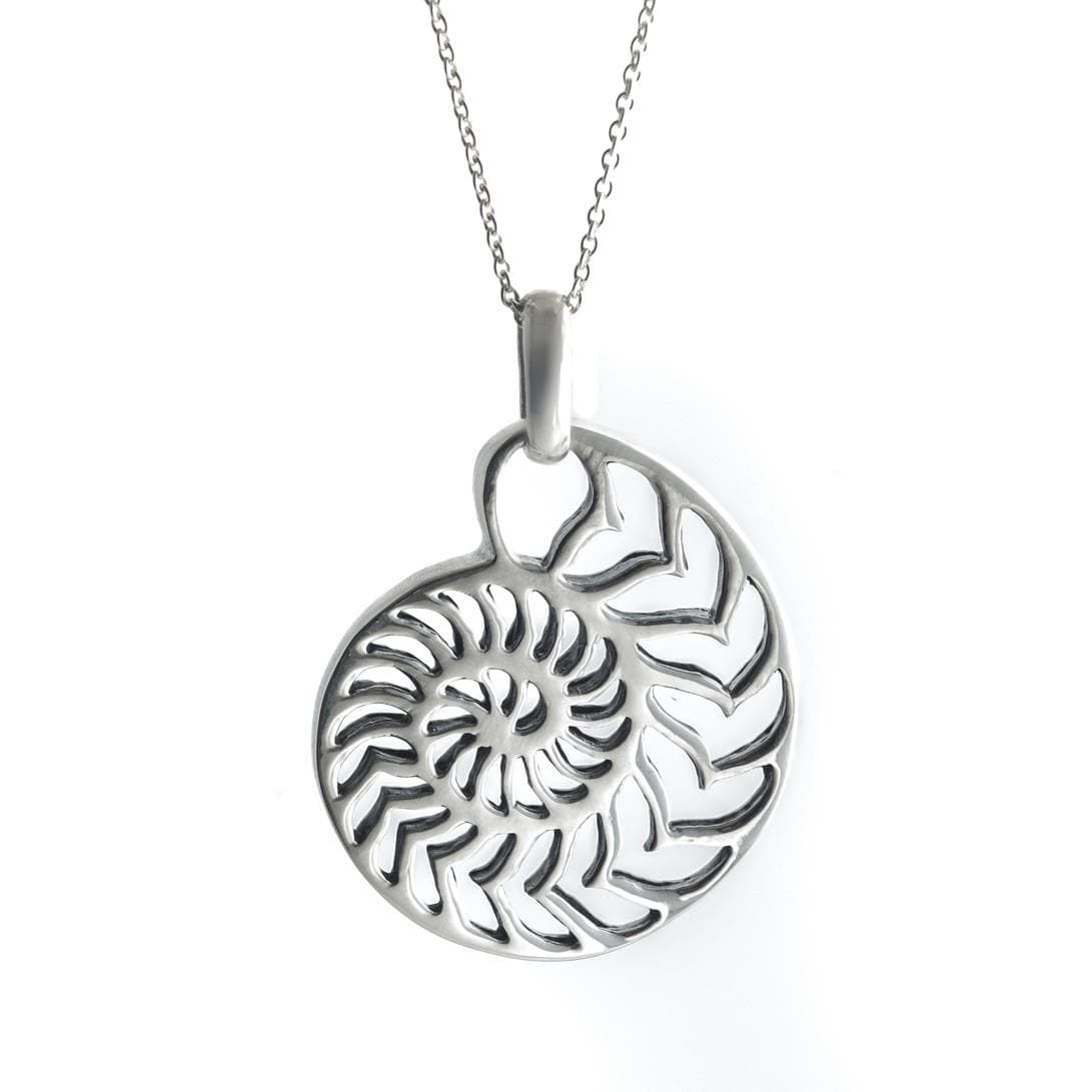 
                  
                    Sterling Silver Nautilus Ammonite Shell Pendant Necklace - 81stgeneration
                  
                
