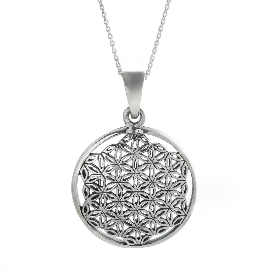 
                  
                    Sterling Silver Flower Of Life Sempiternal Pendant Necklace - 81stgeneration
                  
                