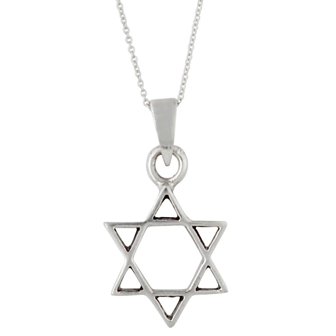 
                  
                    Sterling Silver Simple Cut-Out Open Star of David Pendant Necklace
                  
                