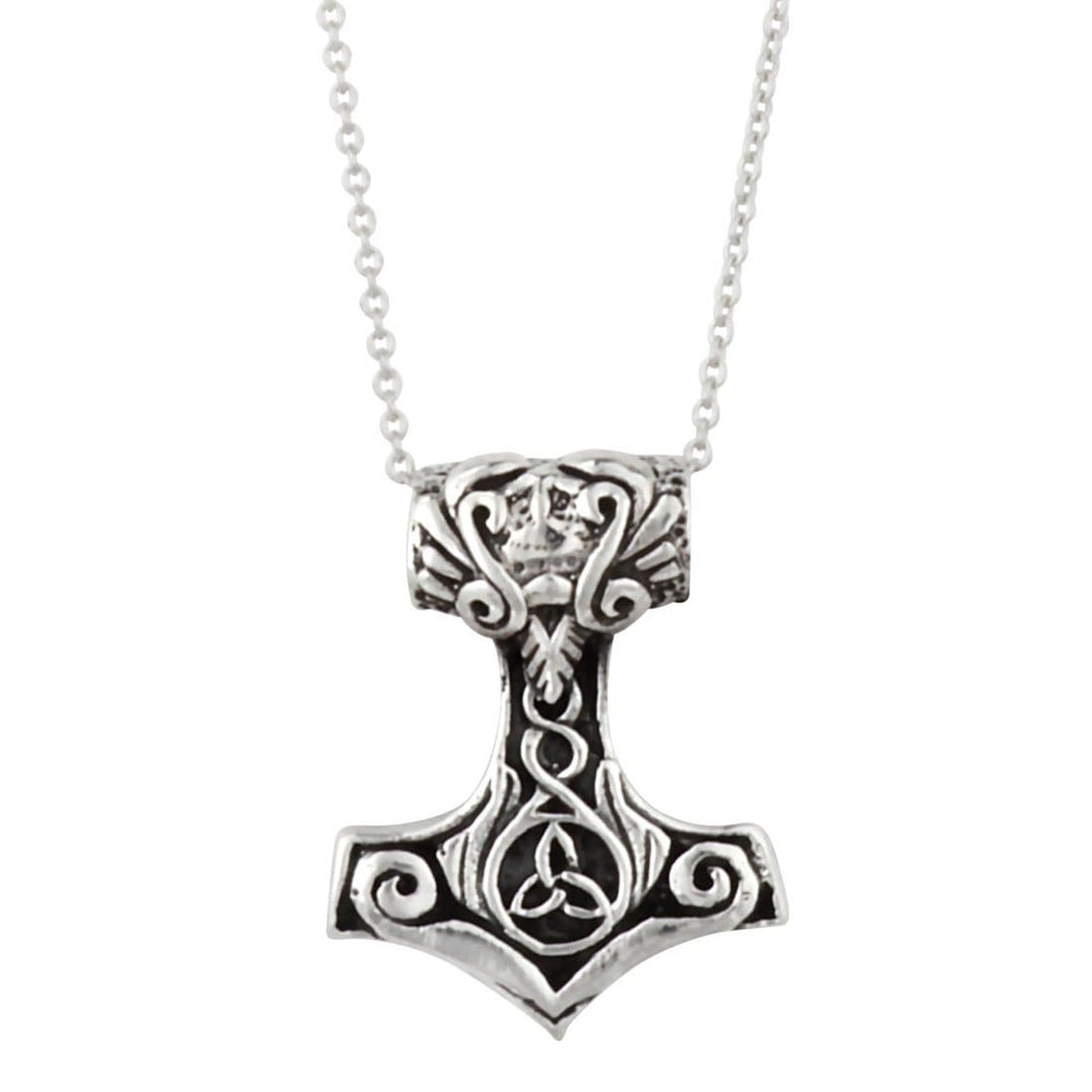 
                  
                    Sterling Silver Chunky Small Viking Thor's Hammer Pendant Necklace
                  
                