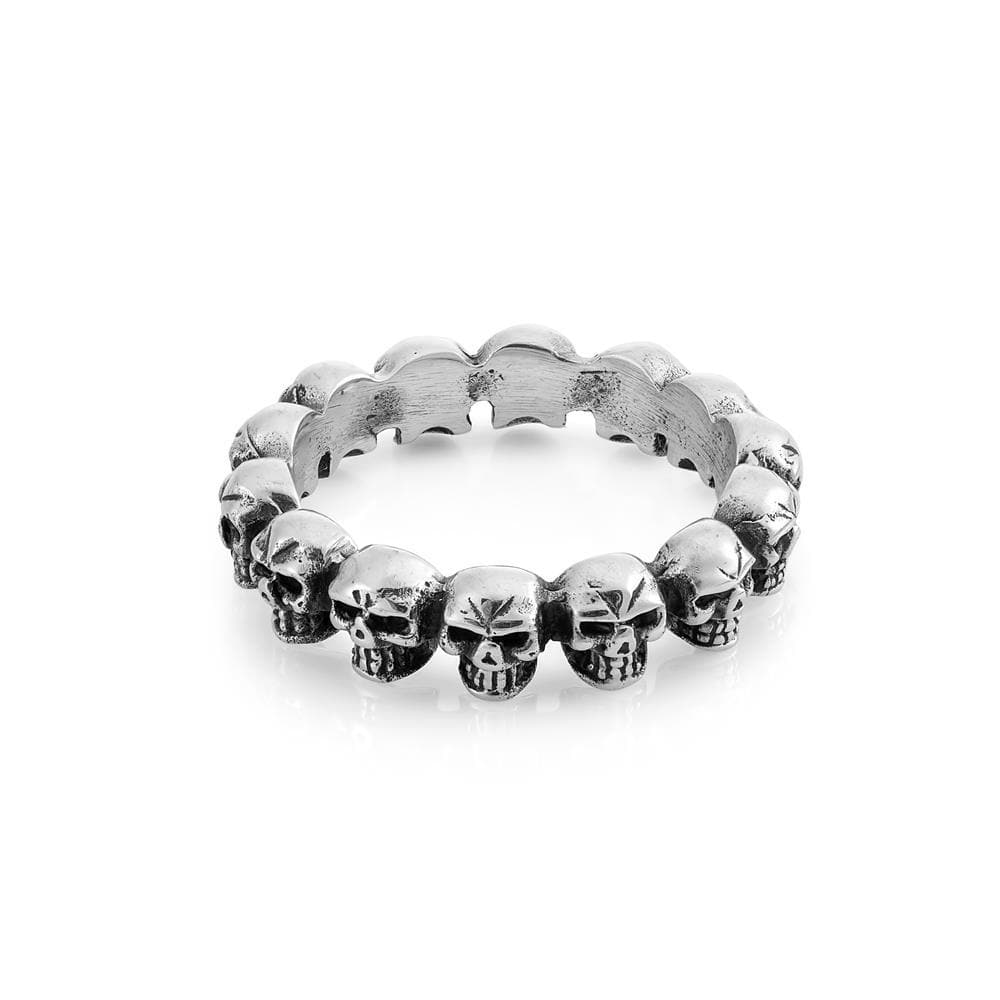 
                  
                    Sterling Silver Gothic Halloween Skeleton Skull Stackable Band Ring
                  
                