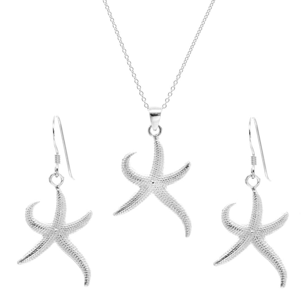 
                  
                    Sterling Silver Satin Finish Textured Ocean Starfish Jewellery Set
                  
                