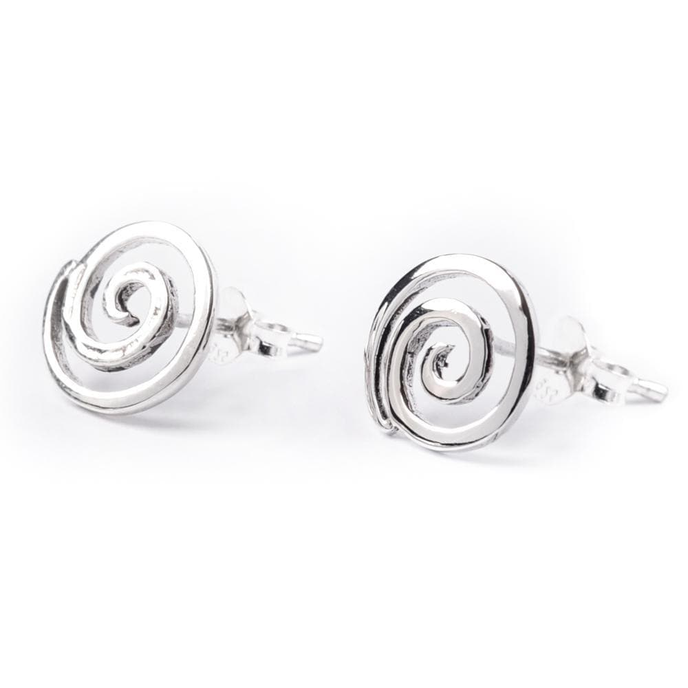 Sterling Silver Spiral Small Round Stud Earrings - 81stgeneration