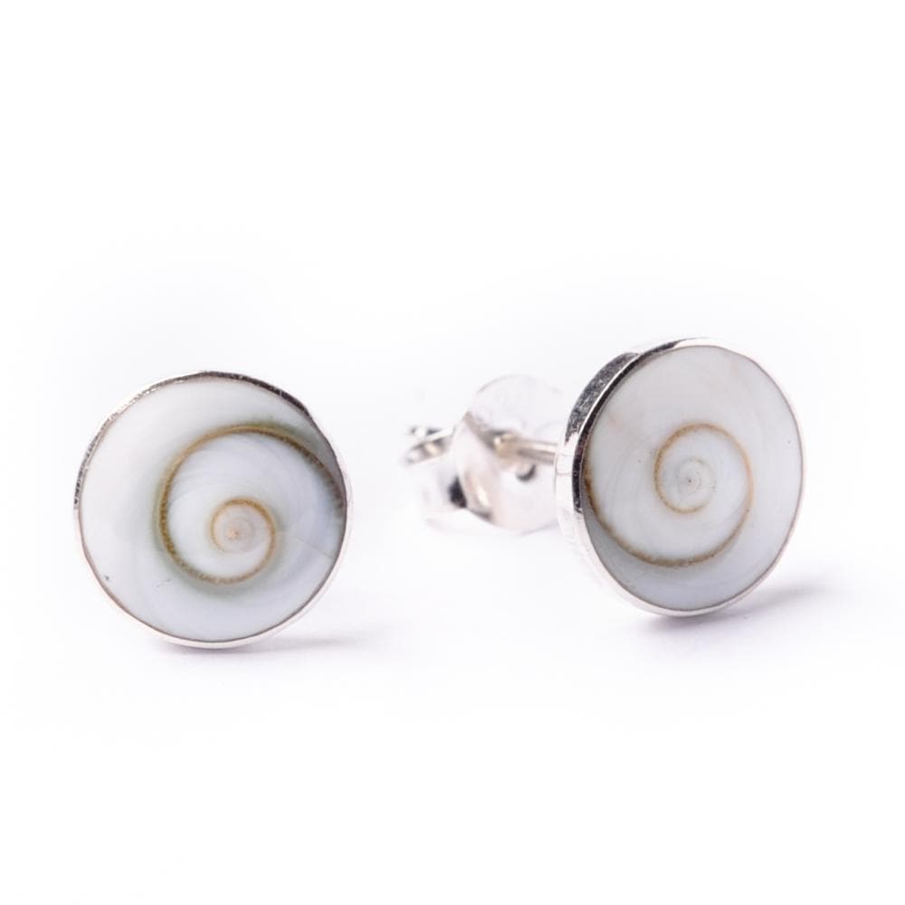 
                  
                    Sterling Silver Spiral Shiva Eye Shell Round Stud Earrings - 81stgeneration
                  
                
