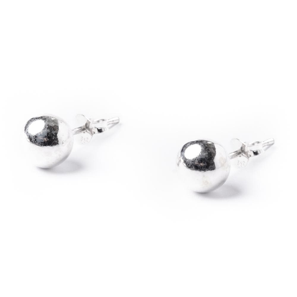 Sterling Silver Simple Ball 5 mm Bead Round Stud Earrings - 81stgeneration